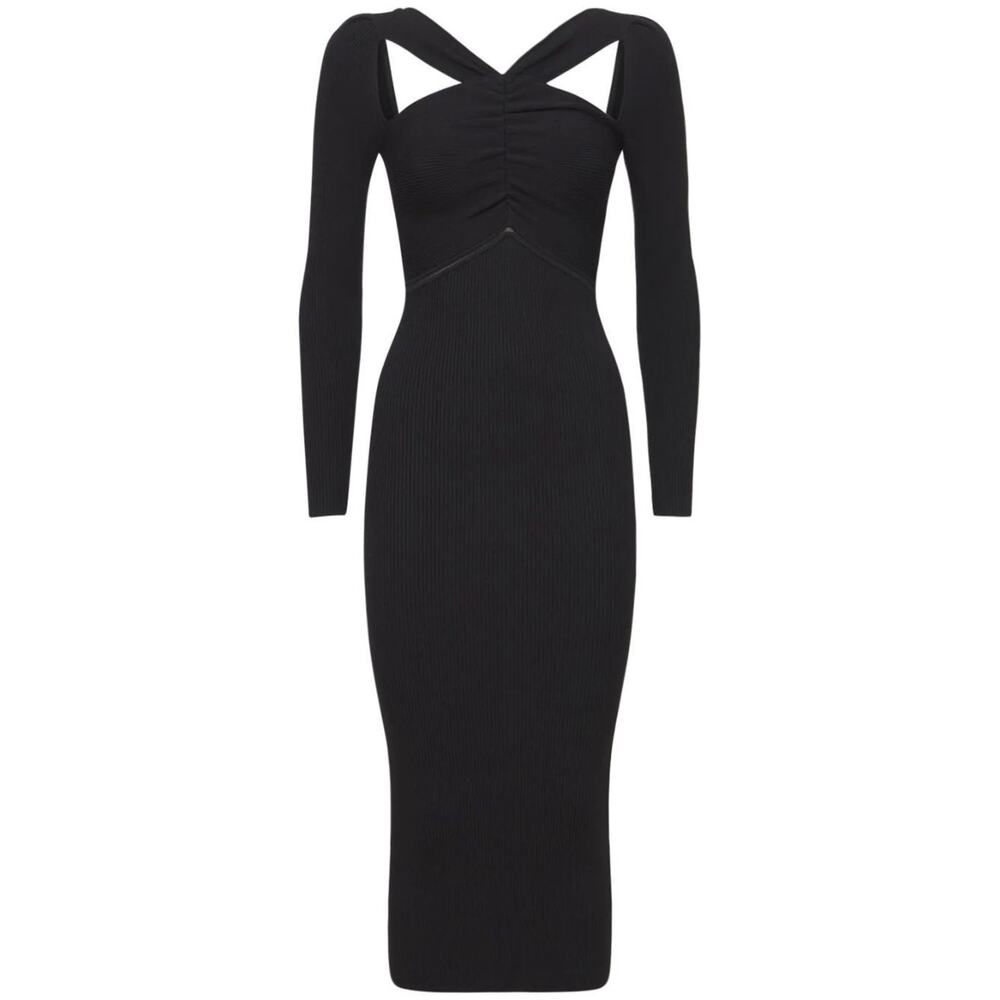 Self Portrait Black Knit Midi Length Dress - Picture 2 of 5